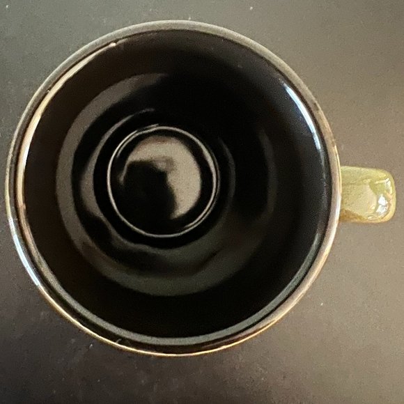 TABLETOPS GALLERY Tall Jade Green Stoneware Mug w/ Vertical Geometric Design - Picture 4 of 6